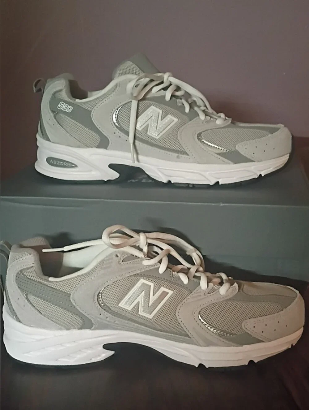New Balance Gray and White Retro Running Sneakers